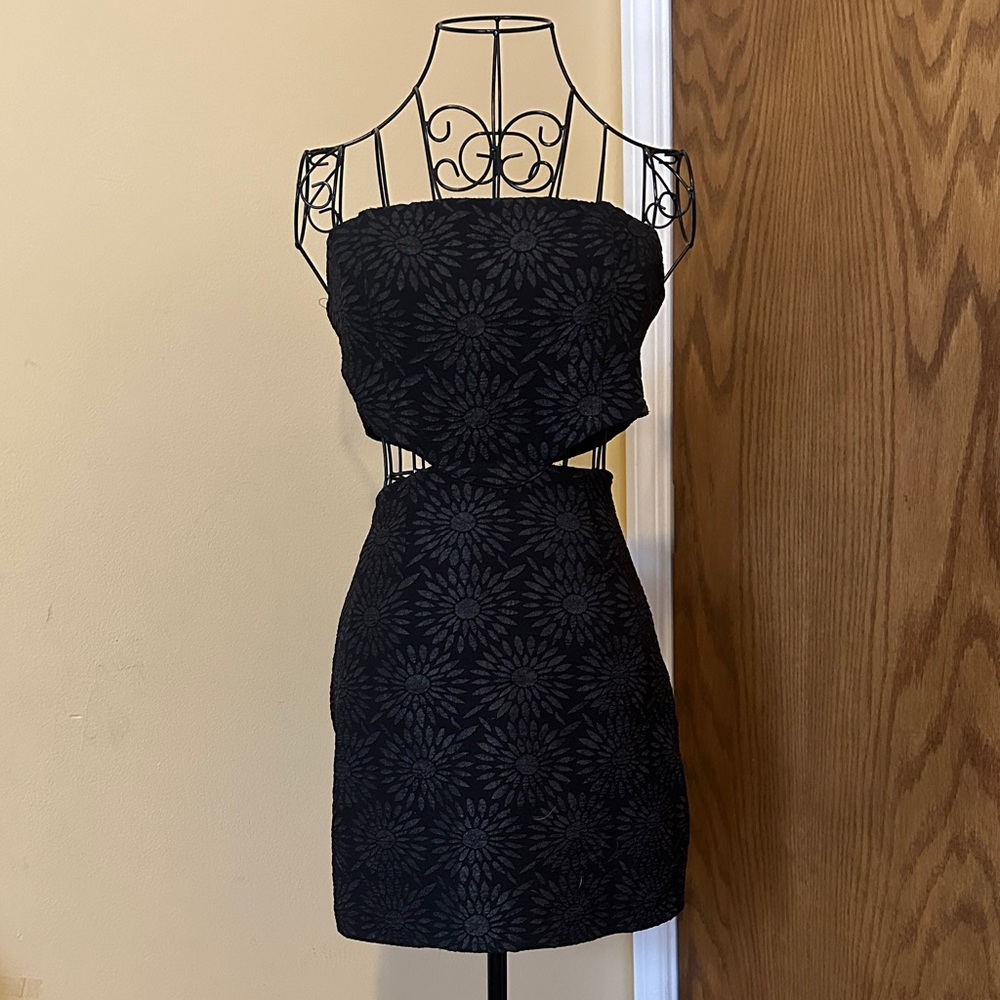 Princess Polly Elegant Black Floral Strapless Dress